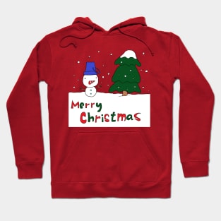 Merry Christmas, Snowman, Tree Hoodie